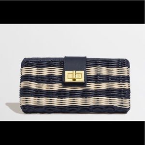 J.Crew Rattan striped clutch